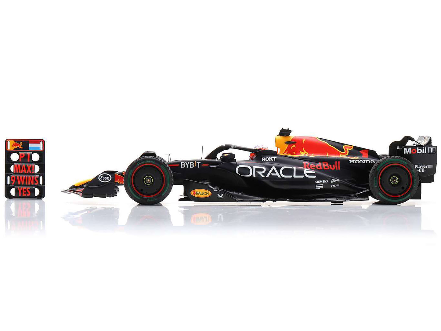 Red Bull Racing RB19 #1 Max Verstappen "Oracle" Winner Formula One F1 "Dutch GP" (2023) with Pit Board and Acrylic Display Case 1/18 Model Car by Spark