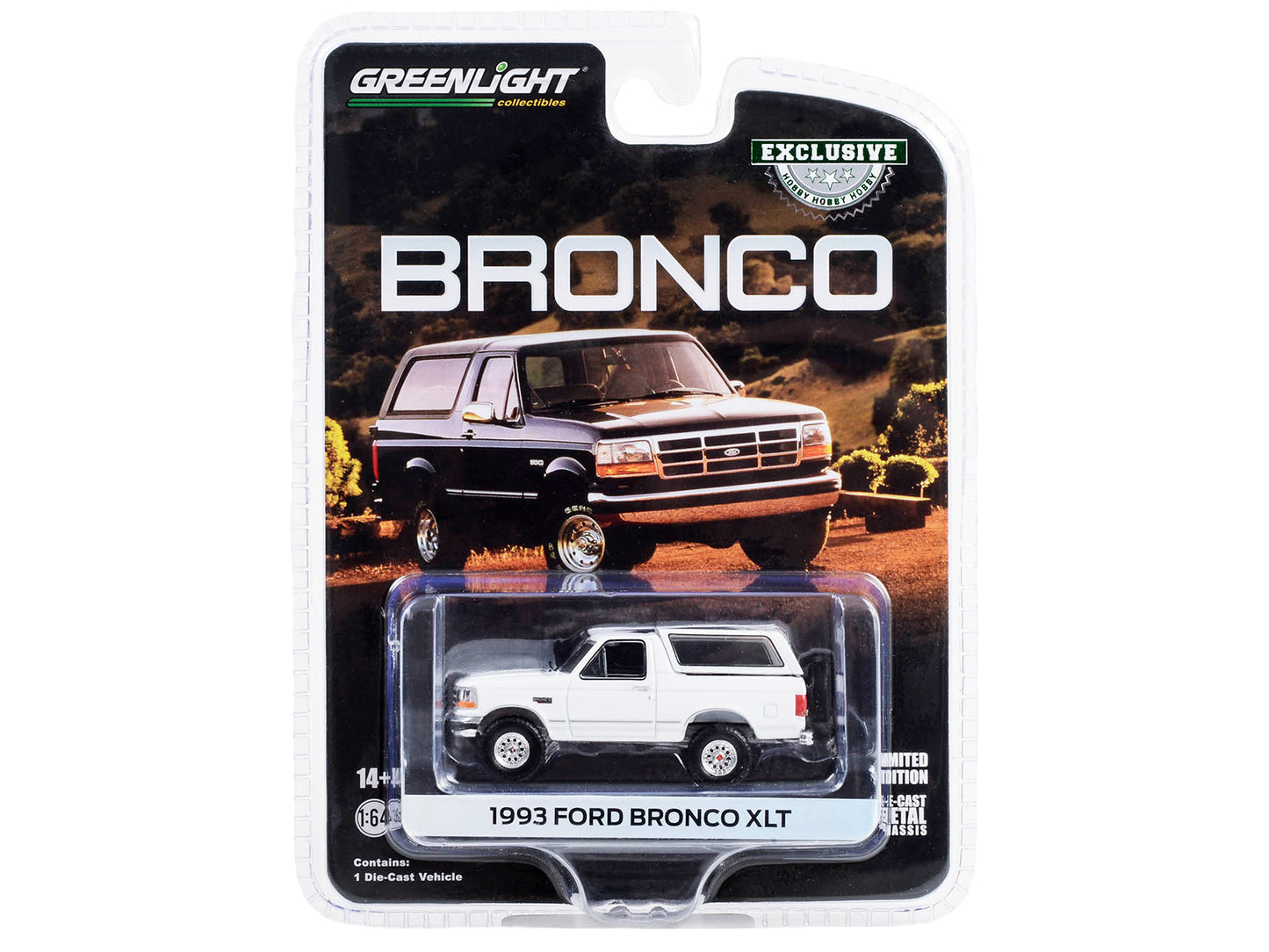 1993 Ford Bronco XLT Oxford White "Hobby Exclusive" Series 1/64 Diecast Model Car by Greenlight