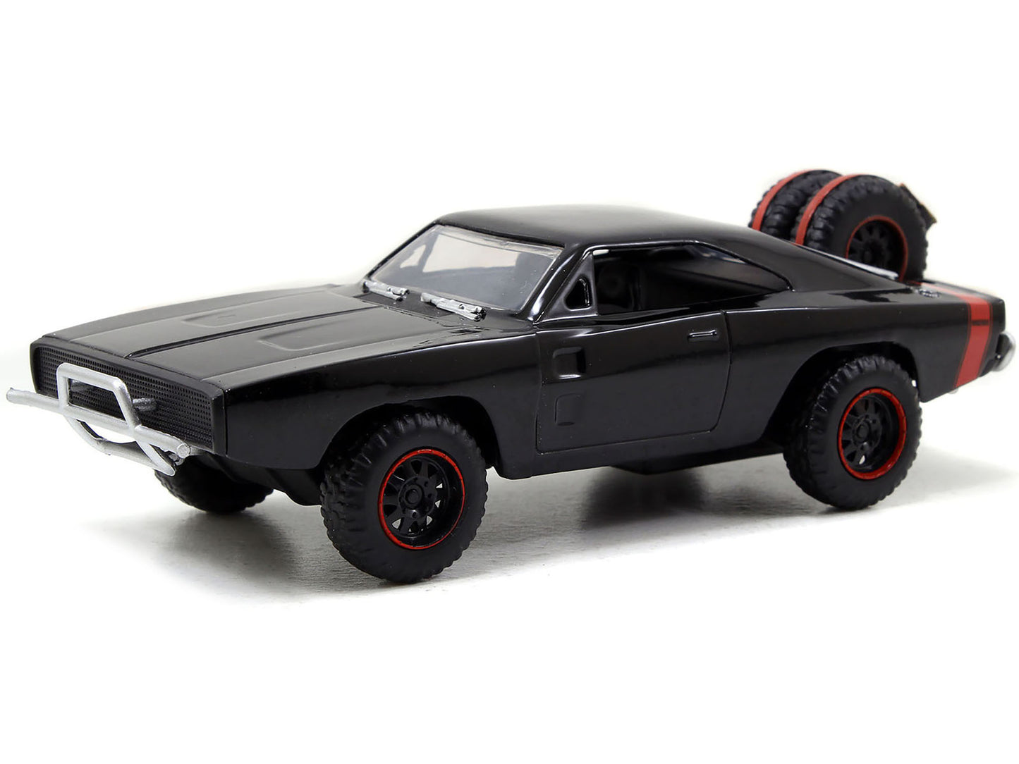 Dom's Dodge Charger R/T Black with Red Tail Stripe and 1968 Dodge Charger Widebody Matt Black with Bronze Tail Stripe Set of 2 pieces "Fast & Furious" Series 1/32 Diecast Model Cars by Jada