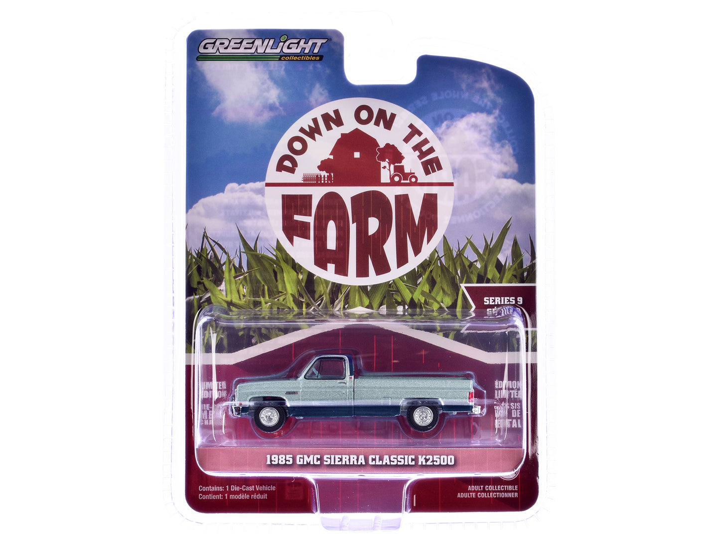 1985 GMC Sierra Classic K2500 Pickup Truck Silver Metallic and Midnight Blue "Down on the Farm" Series 9 1/64 Diecast Model by Greenlight