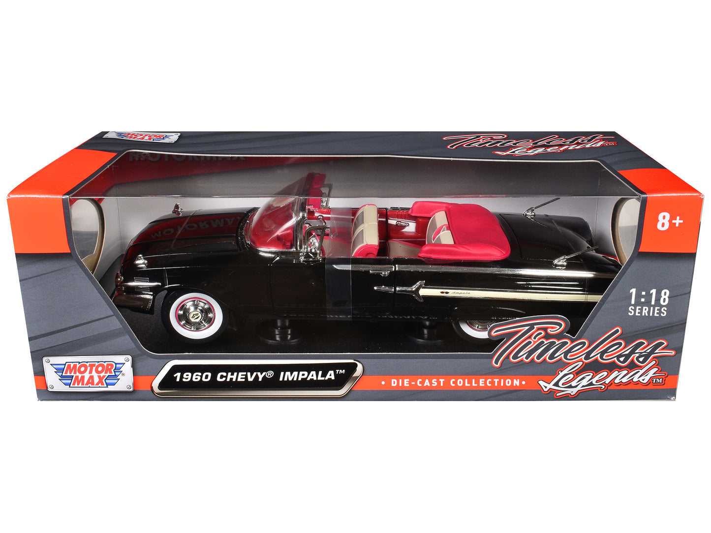 1960 Chevrolet Impala Convertible Black 1/18 Diecast Car Model by Motormax