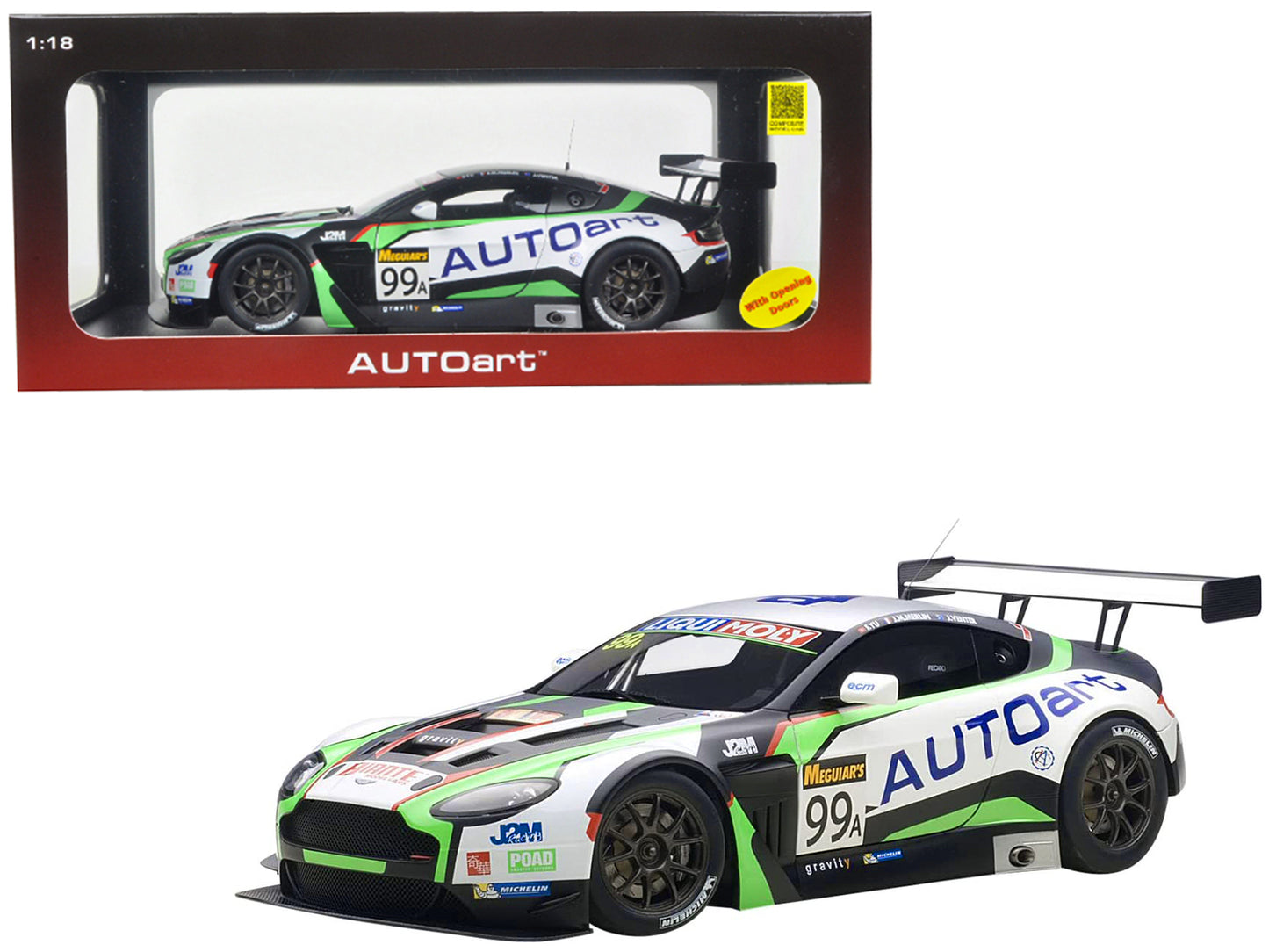 Aston Martin V12 Vantage Bathurst 12hour Endurance Race 2015 #99 JM. Merlin / J. Venter / F. Yu 1/18 Model Car by Autoart