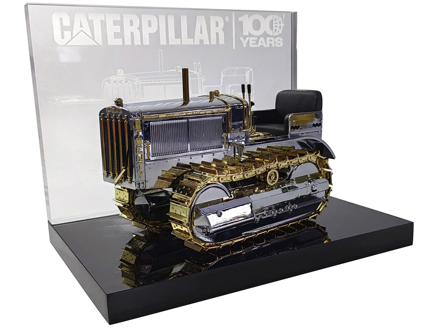 CAT Caterpillar Twenty Tractor "100th Anniversary" Chrome and Gold "Centennial Series" 1/16 Diecast Model by Diecast Masters