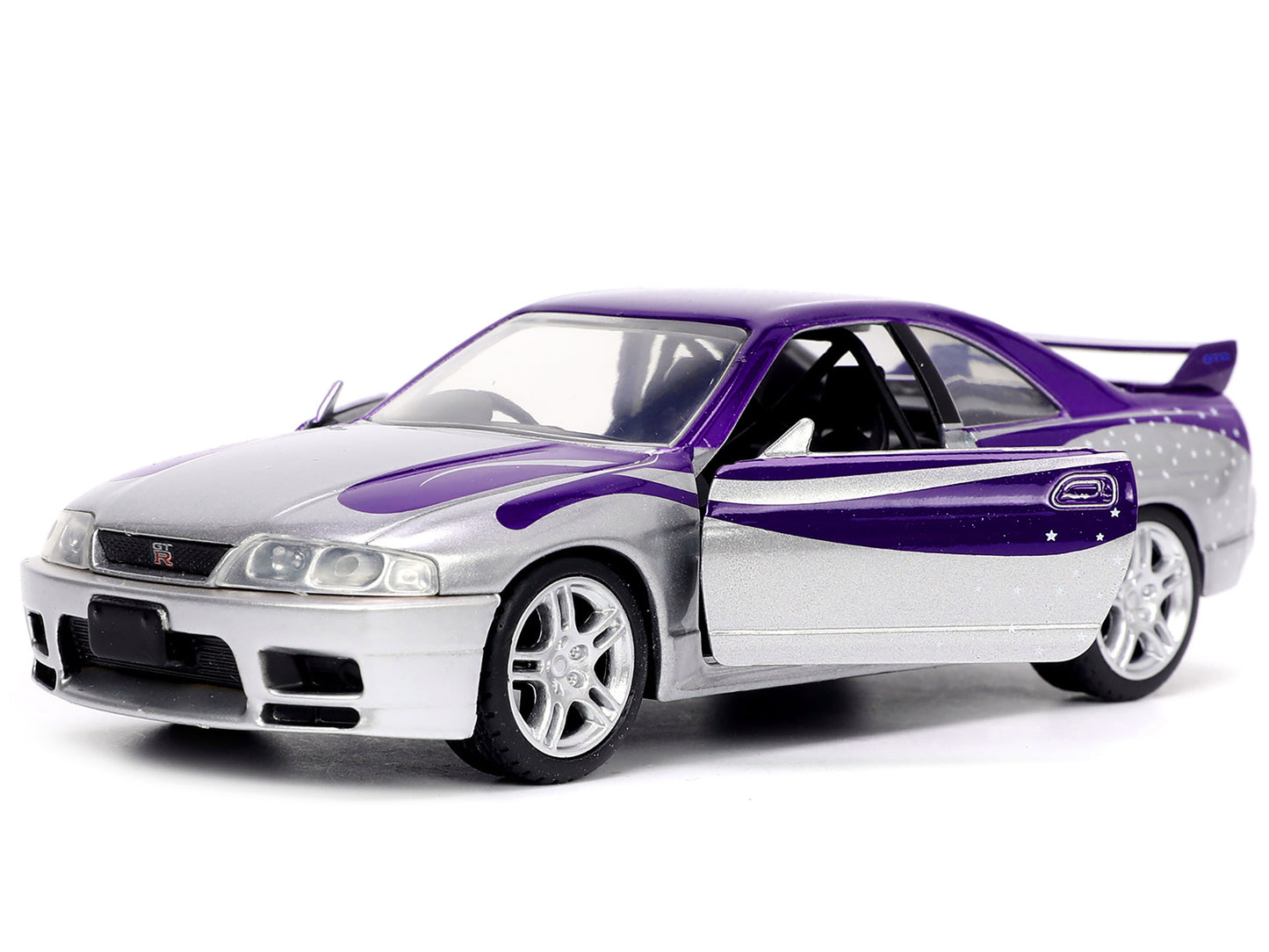1995 Nissan Skyline GT-R (BCNR33) Purple and Silver Metallic "Fast & Furious" Series 1/32 Diecast Model Car by Jada