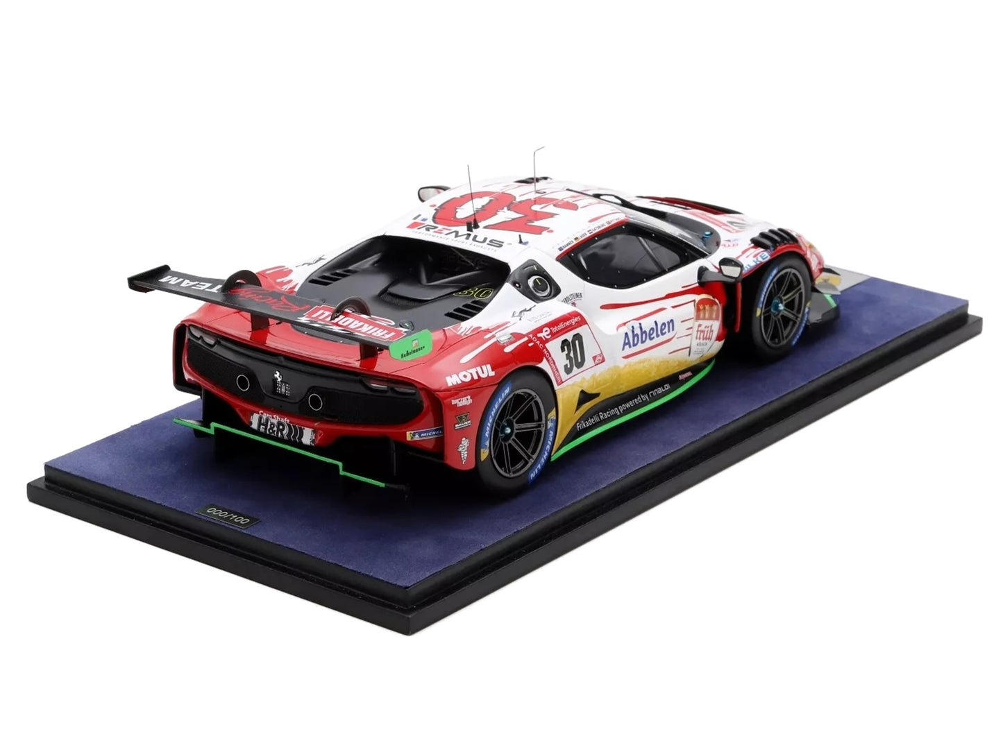Ferrari 296 GT3 #30 Earl Bamber - Nicky Catsburg - Felipe Fernandez Laser - David Pittard "Frikadelli Racing Team" Winner "24 Hours of Nurburgring" (2023) with Acrylic Display Case 1/18 Model Car by LookSmart