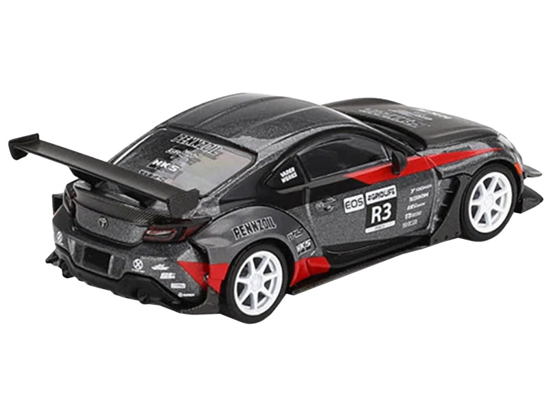 Toyota GR86 #R3 "Larry Chen's HKS Turbocharged GR86" Gray Metallic with Graphics Limited Edition 1/64 Diecast Model Car by Mini GT