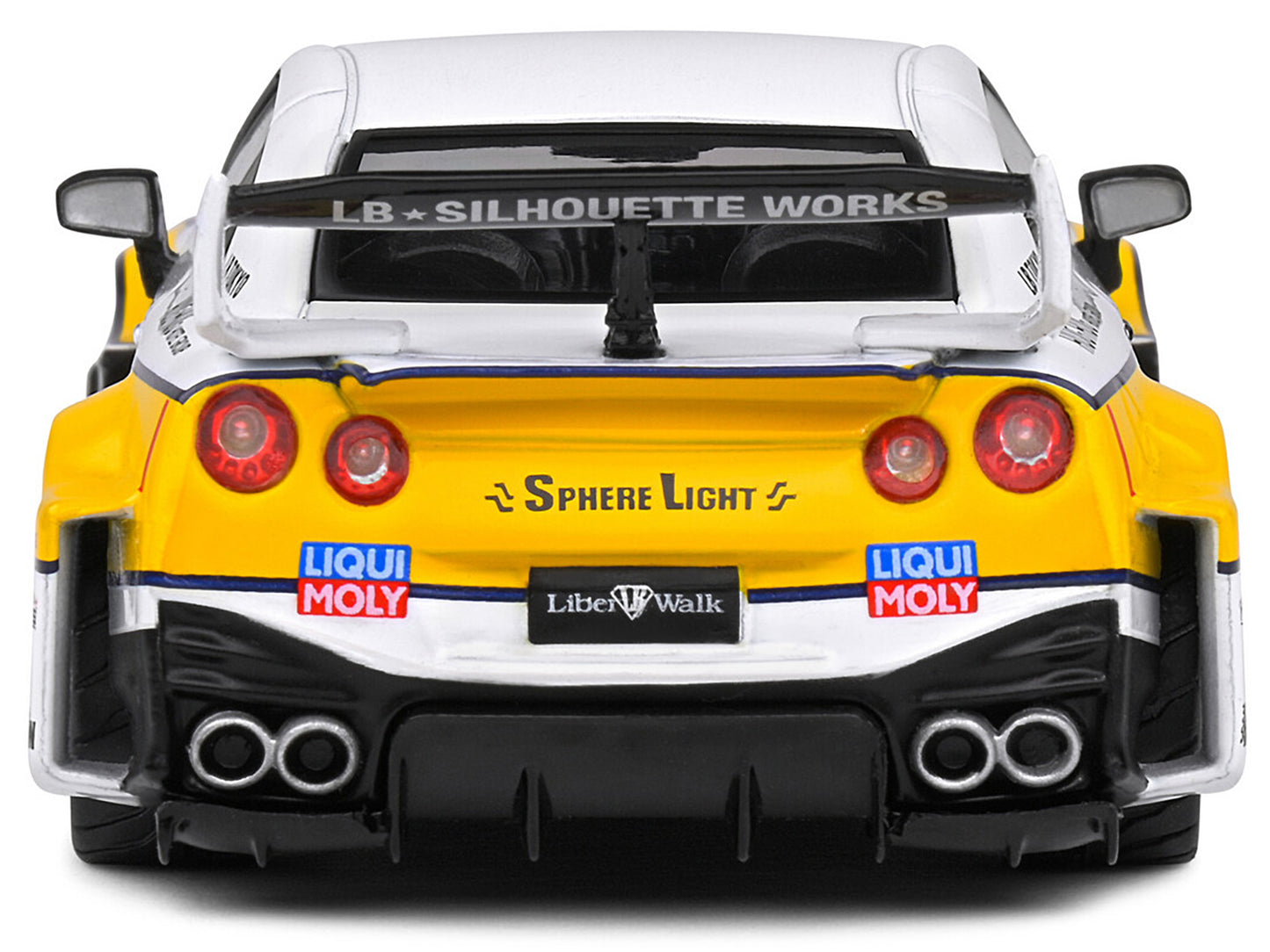 2019 Nissan GTR35 "LBWK Silhouette" RHD (Right Hand Drive) #23 White with Yellow Graphics 1/43 Diecast Model Car by Solido