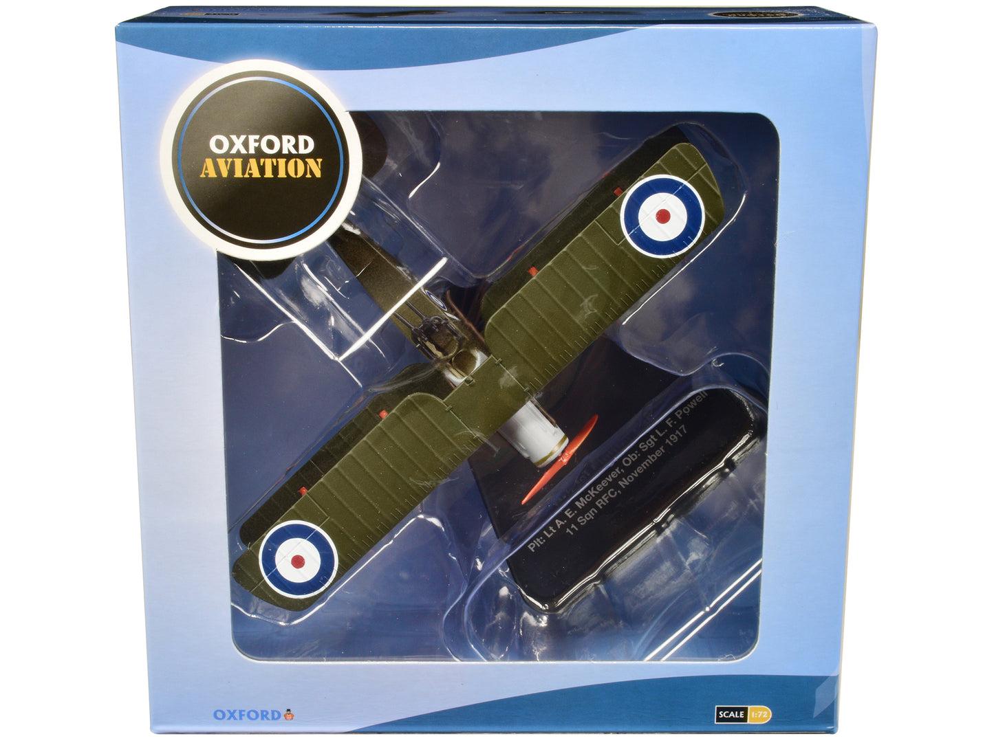 Bristol F2B Fighter Plane "Plt: Lt A.E. McKeever Ob: Sgt L.F. Powell" 11 Squadron RFC (November 1917) "Oxford Aviation" Series 1/72 Diecast Model Airplane by Oxford Diecast