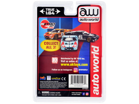 1966 Ford GT40 RHD (Right Hand Drive) #1 Light Blue with Stripes Limited Edition to 6000 pieces Worldwide 1/64 Diecast Model Car by Auto World