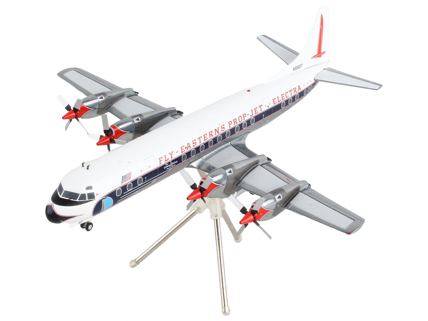 Lockheed L-188 Electra Commercial Aircraft "Eastern Air Lines" White with Blue Stripes "Gemini 200" Series 1/200 Diecast Model Airplane by GeminiJets