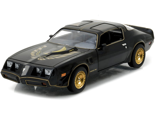1980 Pontiac Firebird Trans Am T/A Turbo 4.9L Starlite Black with Golden Eagle Hood and Stripes 1/24 Diecast Model Car by Greenlight