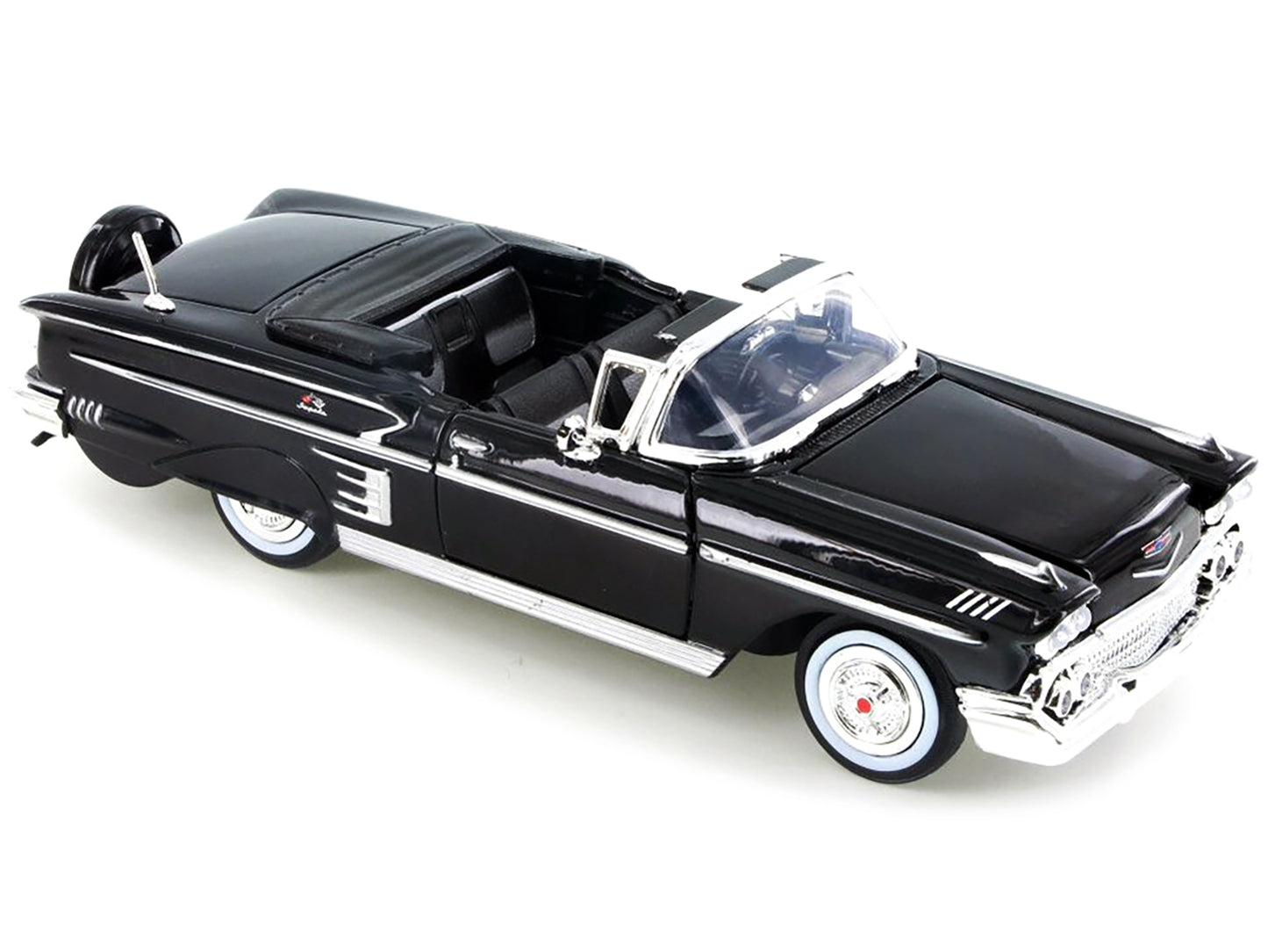 1958 Chevrolet Impala Convertible Black 1/24 Diecast Model Car by Motormax