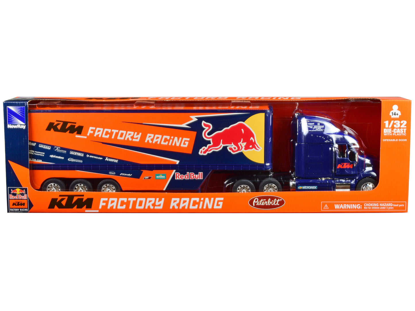 Peterbilt 387 Truck Dark Blue "Red Bull - KTM Factory Racing" 1/32 Diecast Model by New Ray