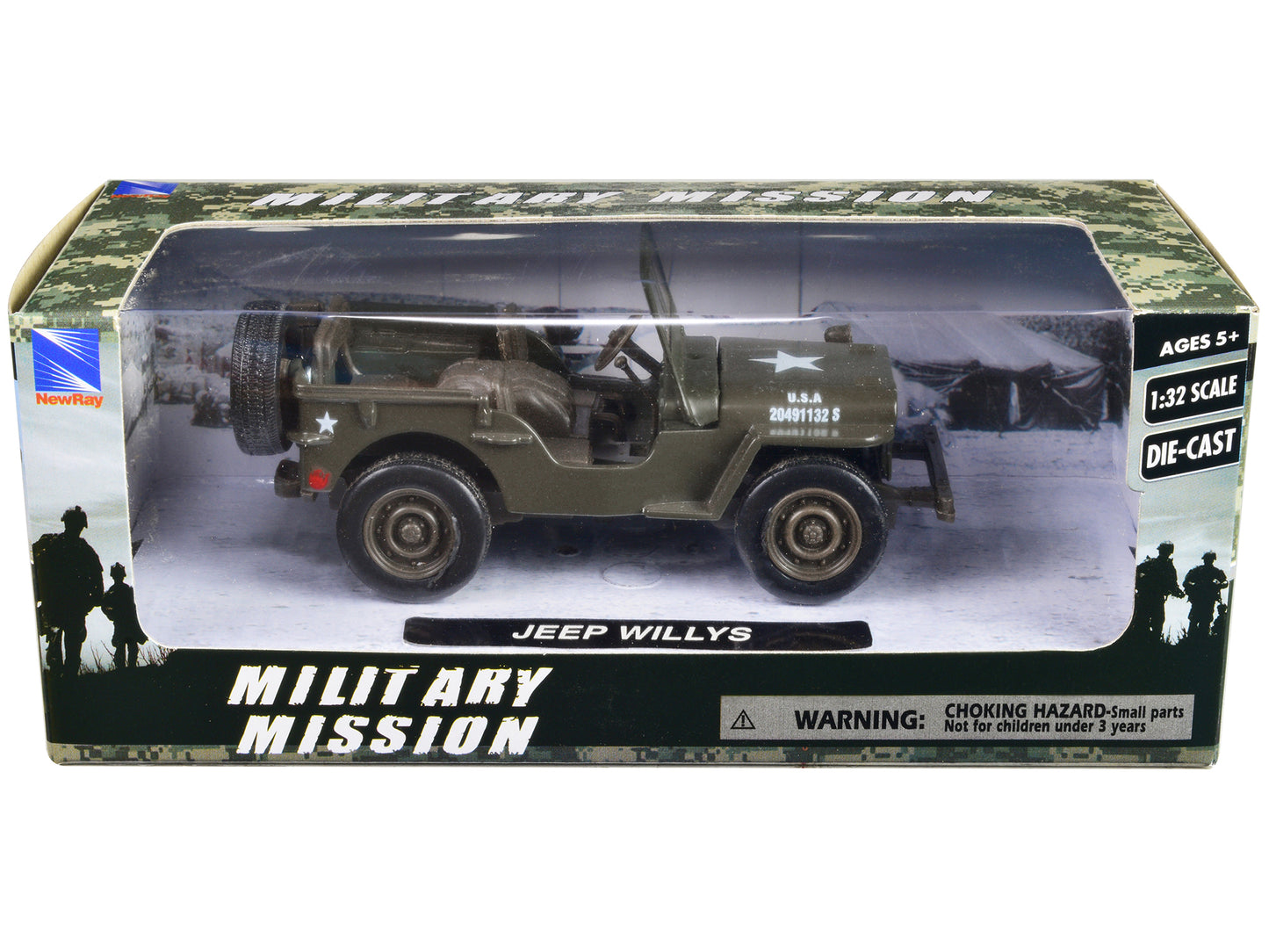 Jeep Willys U.S.A. Army Green 1/32 Diecast Model Car by New Ray