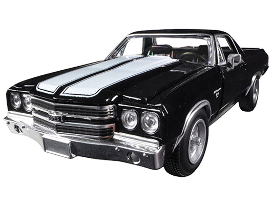 1970 Chevrolet El Camino SS Black with White Stripes "Muscle Car Collection" 1/25 Diecast Model Car by New Ray