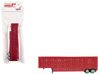 Livestock Trailer Red 1/87 (HO) Plastic Model by Promotex