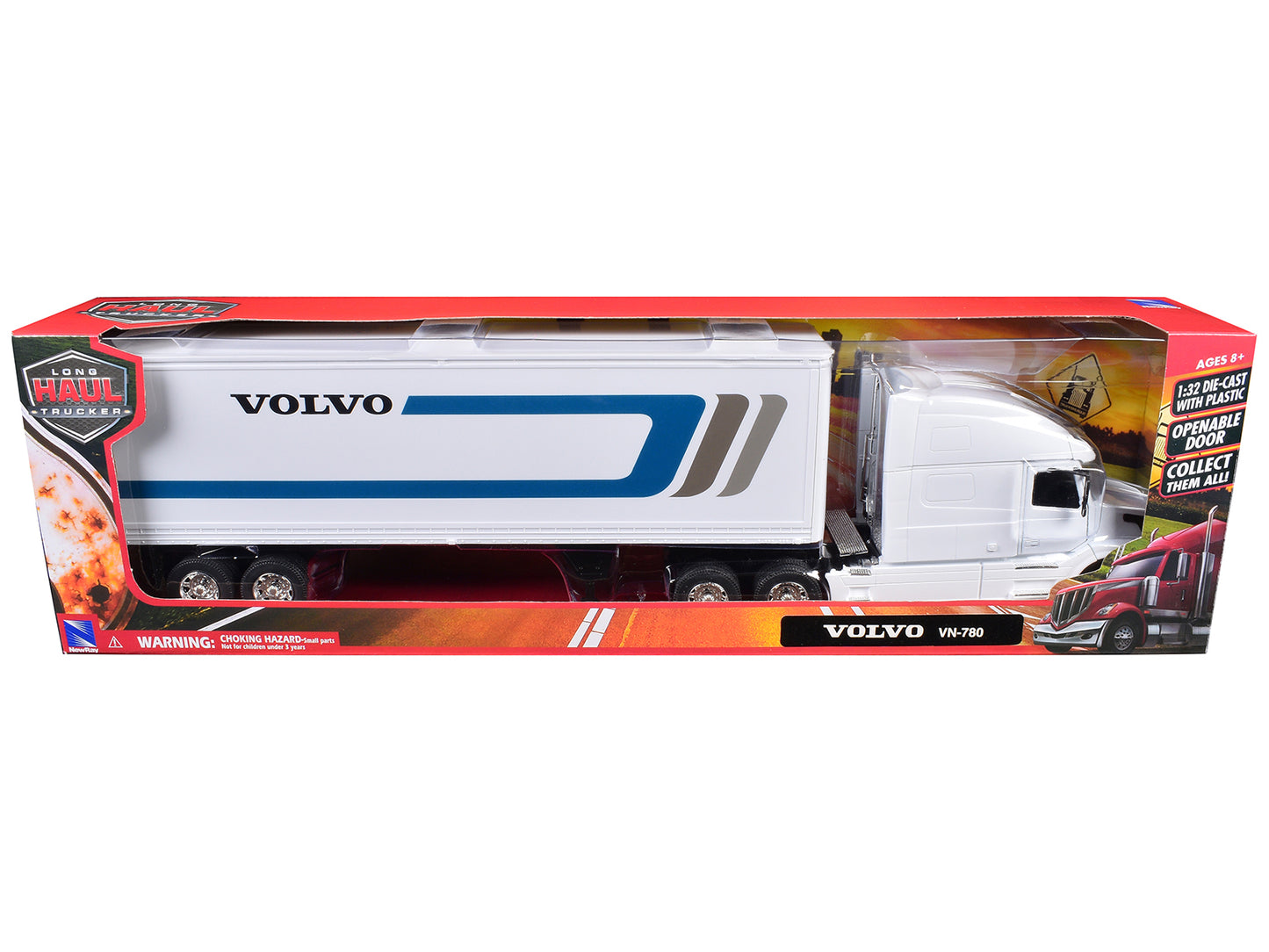Volvo VN-780 Truck with Dry Van Trailer White "Long Haul Truckers" Series 1/32 Diecast Model by New Ray