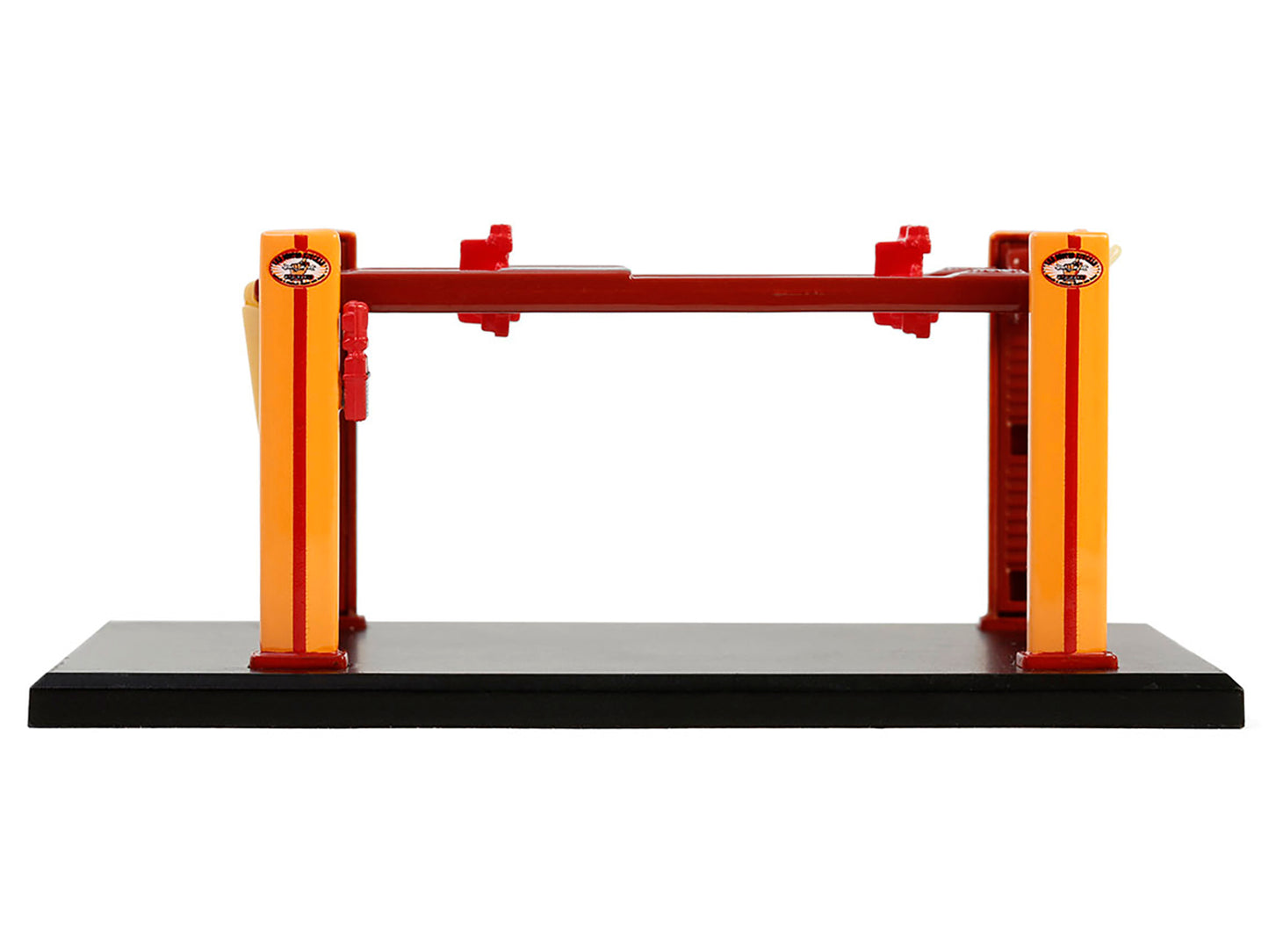 Adjustable Four-Post Lift "Busted Knuckle Garage" Red and Yellow "Four-Post Lifts" Series 6 1/64 Diecast Model by Greenlight