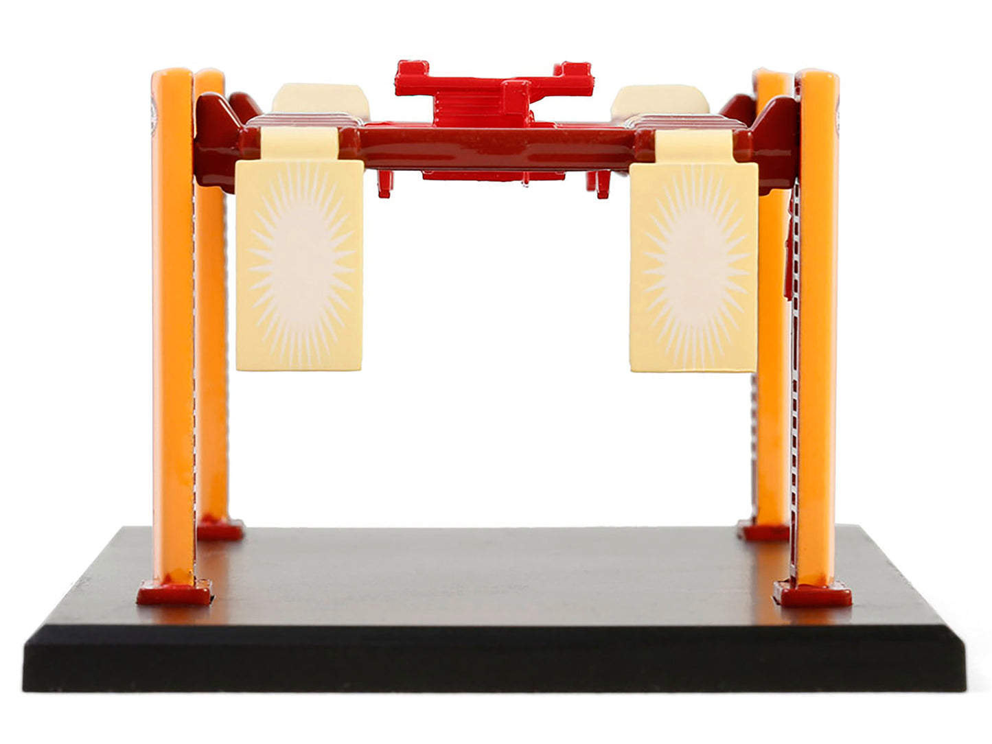 Adjustable Four-Post Lift "Busted Knuckle Garage" Red and Yellow "Four-Post Lifts" Series 6 1/64 Diecast Model by Greenlight
