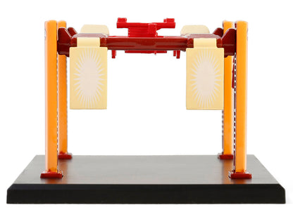 Adjustable Four-Post Lift "Busted Knuckle Garage" Red and Yellow "Four-Post Lifts" Series 6 1/64 Diecast Model by Greenlight