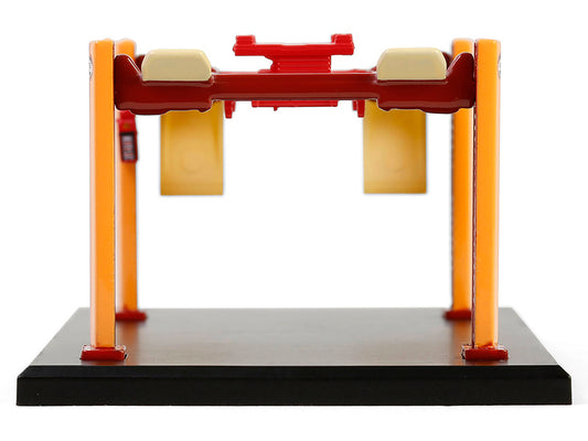 Adjustable Four-Post Lift "Busted Knuckle Garage" Red and Yellow "Four-Post Lifts" Series 6 1/64 Diecast Model by Greenlight