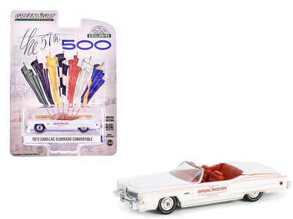 1973 Cadillac Eldorado Convertible "57th Annual Indianapolis 500 Mile Race Official Pace Car" White with Red Interior "Hobby Exclusive" Series 1/64 Diecast Model Car by Greenlight