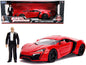 Lykan Hypersport Red with Lights and Dom Figurine "Fast & Furious" Movie 1/18 Diecast Model Car by Jada