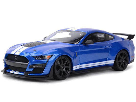 2020 Ford Mustang Shelby GT500 Blue Metallic with White Stripes "Special Edition" 1/18 Diecast Model Car by Maisto