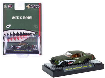 1987 Buick Grand National Custom Green Metallic with Shark Mouth Graphics "Sgt. G Body" Limited Edition to 6600 pieces Worldwide 1/64 Diecast Model Car by M2 Machines