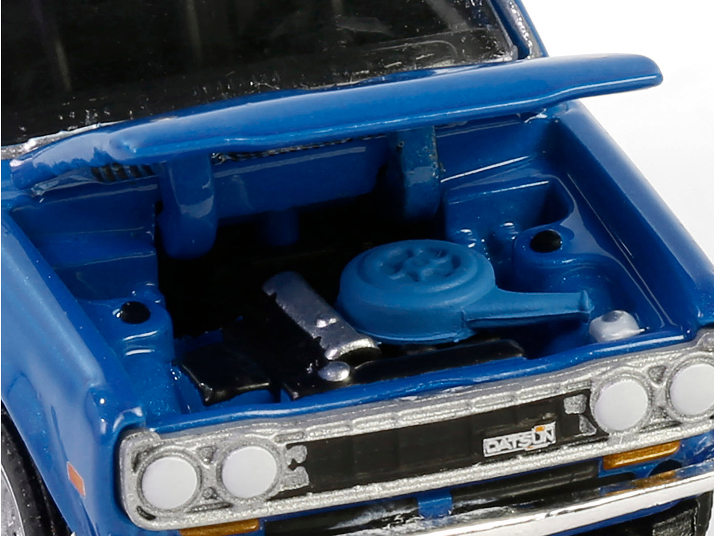 1972 Datsun 510 Blue Metallic with White Stripes "Show it Like it is - a Champion" "Vintage Ad Cars" Series 11 1/64 Diecast Model Car by Greenlight