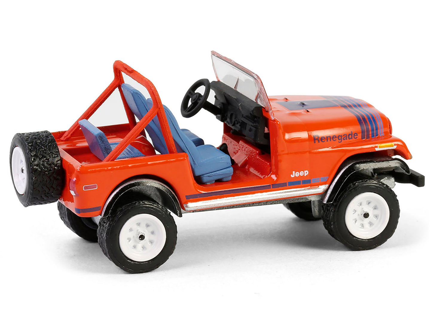 1979 Jeep CJ-7 Renegade Red with Blue Stripes "We Build 'em Tough Because you Play Rough" "Vintage Ad Cars" Series 11 1/64 Diecast Model Car by Greenlight