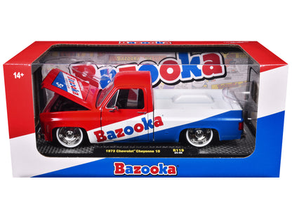 1973 Chevrolet Cheyenne 10 Pickup Truck Red and Blue with White Stripe "Bazooka Bubble Gum" Limited Edition to 6250 pieces Worldwide 1/24 Diecast Model Car by M2 Machines