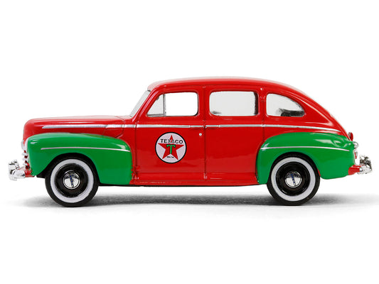 1948 Ford Fordor Super Deluxe "Texaco" Red with Green Fenders "Texaco Special Edition" Series 1 1/64 Diecast Model Car by Greenlight