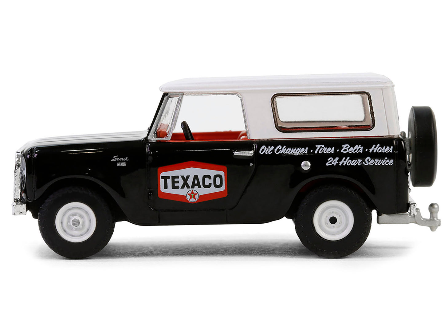 1963 Harvester Scout "Texaco" Black with White Top and Red Interior "Texaco Special Edition" Series 1 1/64 Diecast Model Car by Greenlight
