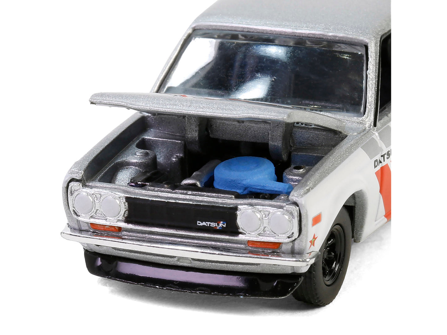 1970 Nissan Datsun 510 #28 "Texaco" Silver Metallic and White with Red Stripes "Texaco Special Edition" Series 1 1/64 Diecast Model Car by Greenlight