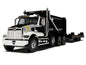 Western Star 49X Truck with Ox Bodies Dump & Beaver Tail Trailer Black with White Graphics 1/64 Diecast Model by DCP/First Gear