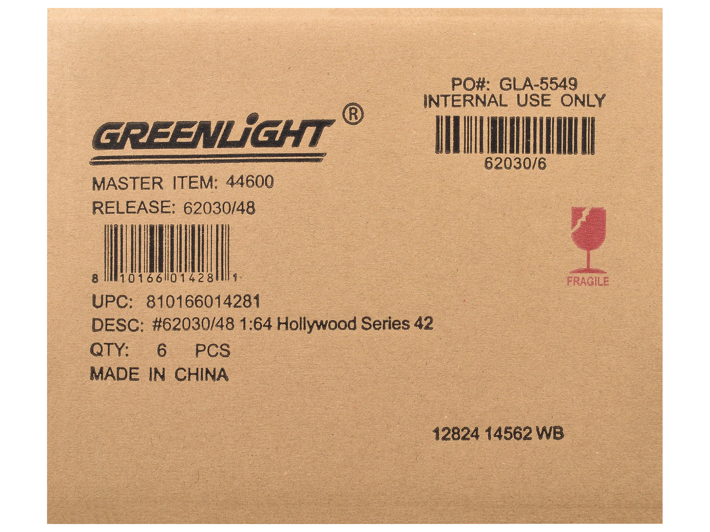 "Hollywood Series" Set of 6 pieces Release 42 1/64 Diecast Model Cars by Greenlight