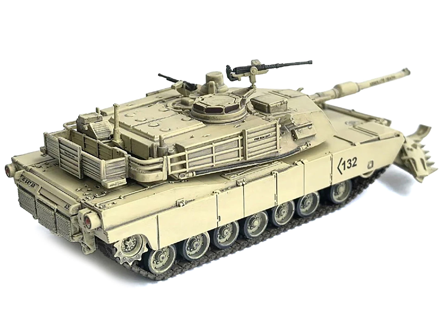 United States M1A2 SEP (System Enhancement Package) Abrams Tank with Mine Plow (Travel Mode) #132 "Absolute Death United States Army" Desert Sand "NEO Dragon Armor" Series 1/72 Plastic Model by Dragon Models