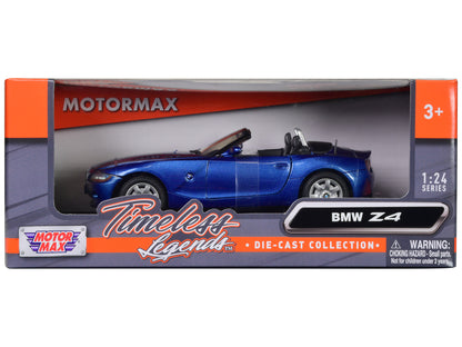 BMW Z4 Convertible Blue Metallic 1/24 Diecast Model Car by Motormax