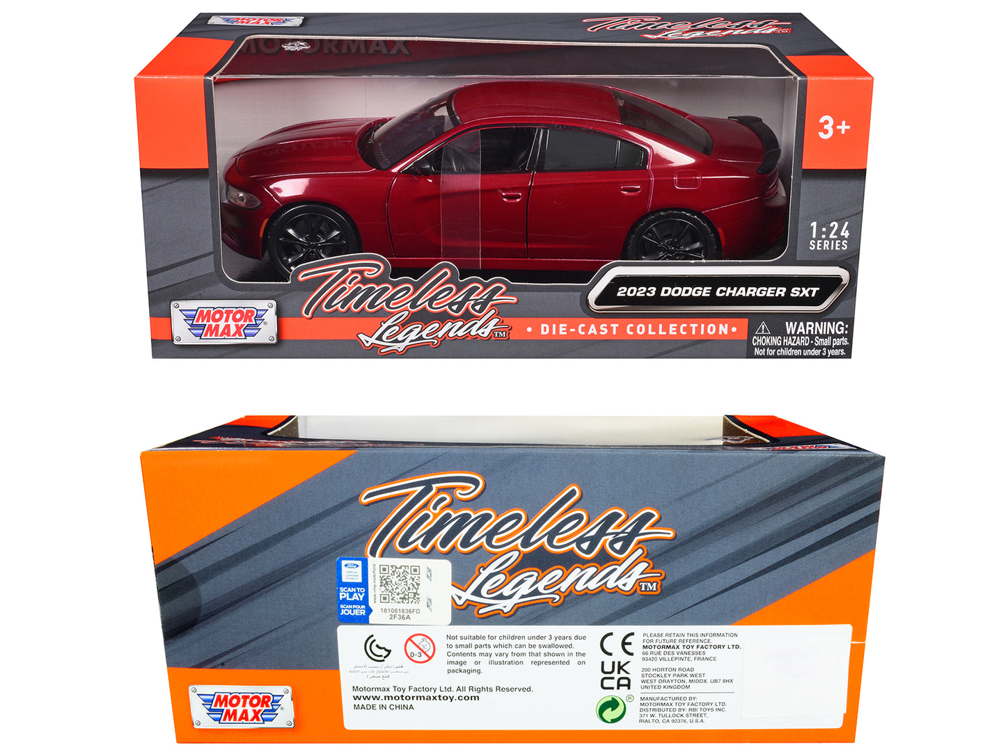 2023 Dodge Charger SXT Red Metallic "Timeless Legends" Series 1/24 Diecast Model Car by Motormax