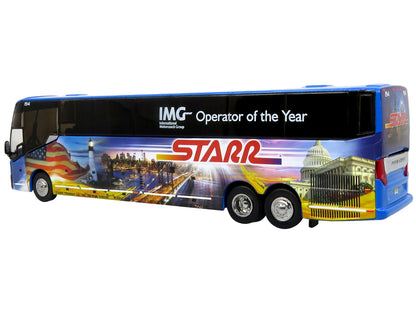 Prevost H3-45 Coach Bus "Starr Tours" Blue with Graphics Limited Edition 1/87 (HO) Diecast Model by Iconic Replicas