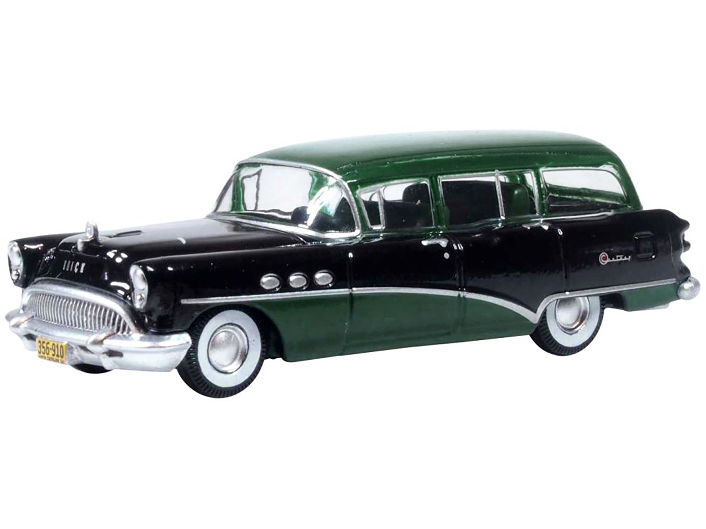 1954 Buick Century Estate Wagon Baffin Green and Carlsbad Black 1/87 (HO) Scale Diecast Model Car by Oxford Diecast