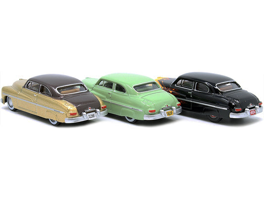1949 Mercury Set of 3 Cars "70th Anniversary" 1/87 (HO) Scale Diecast Model Cars by Oxford Diecast