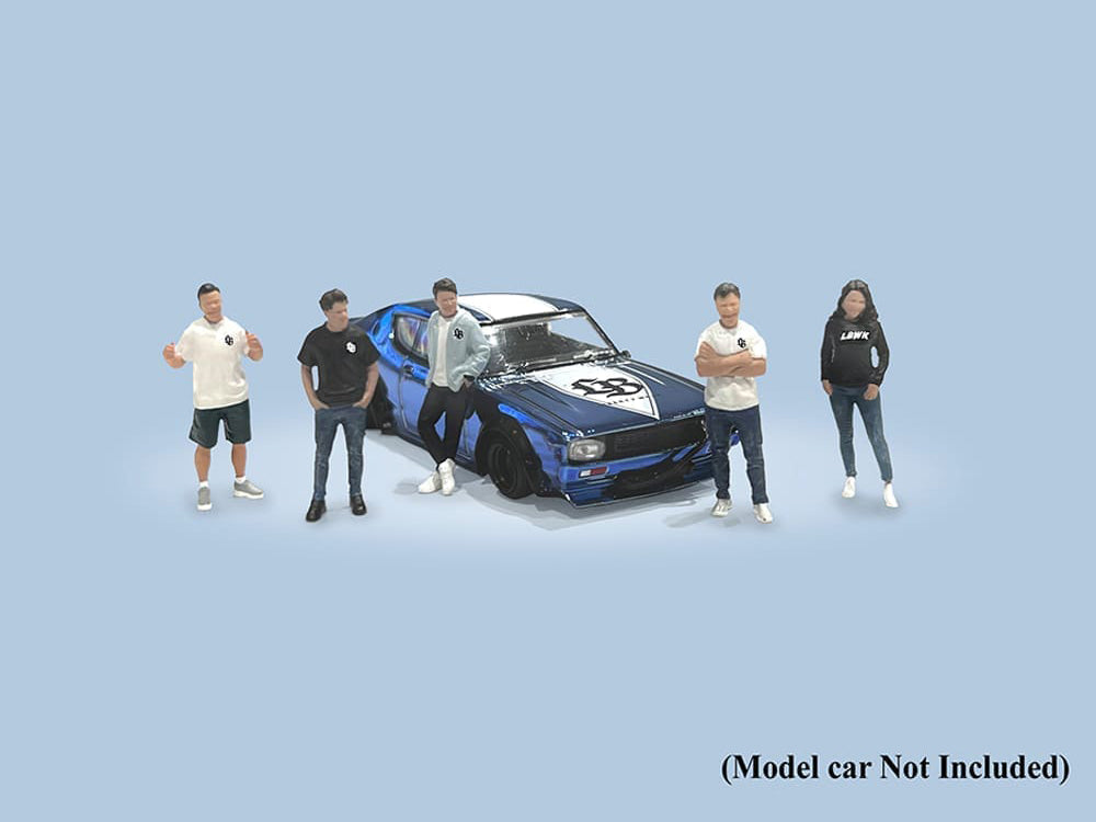 "Liberty Walk Team" 5 piece Diecast Figure Set (5 Figures) Limited Edition for 1/64 Scale Models by American Diorama