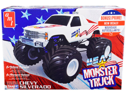 Skill 1 Snap Model Kit Chevrolet Silverado "USA-1" Monster Truck 1/32 Scale Model by AMT