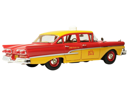 1958 Ford Custom 300 Taxi Cab "Kind Taxi Co." Red and Yellow with Yellow Interior Limited Edition to 200 pieces Worldwide 1/43 Model Car by Goldvarg Collection