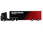 Mercedes-Benz Actros with Racing Transporter Red and Black "ADVAN" 1/64 Diecast Model Car by Mini GT
