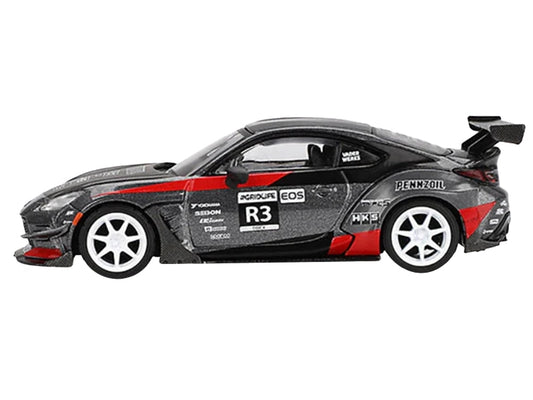 Toyota GR86 #R3 "Larry Chen's HKS Turbocharged GR86" Gray Metallic with Graphics Limited Edition 1/64 Diecast Model Car by Mini GT