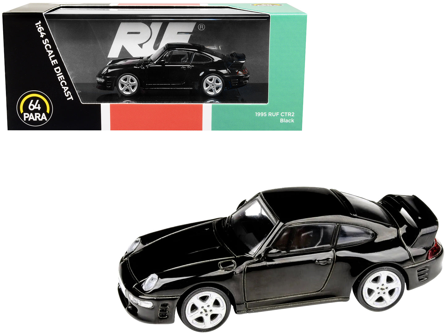 1995 RUF CTR2 Black 1/64 Diecast Model Car by Paragon