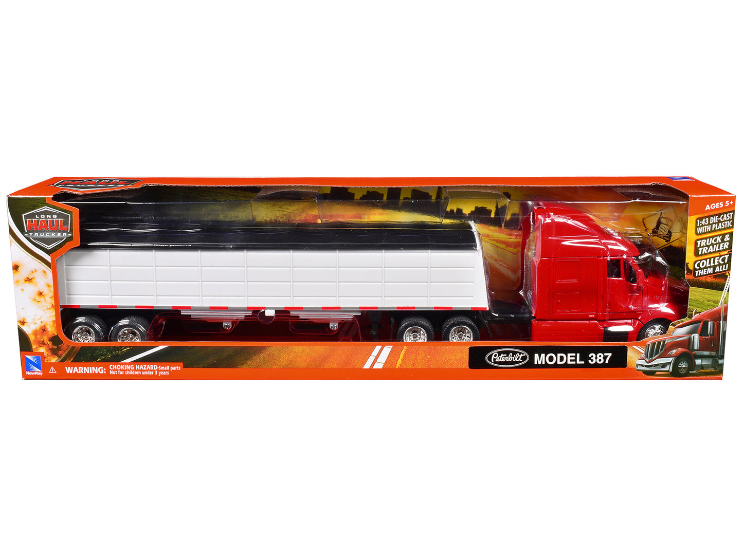 Peterbilt 387 Truck Red with Grain Trailer White "Long Haul Truckers" Series 1/43 Diecast Model by New Ray